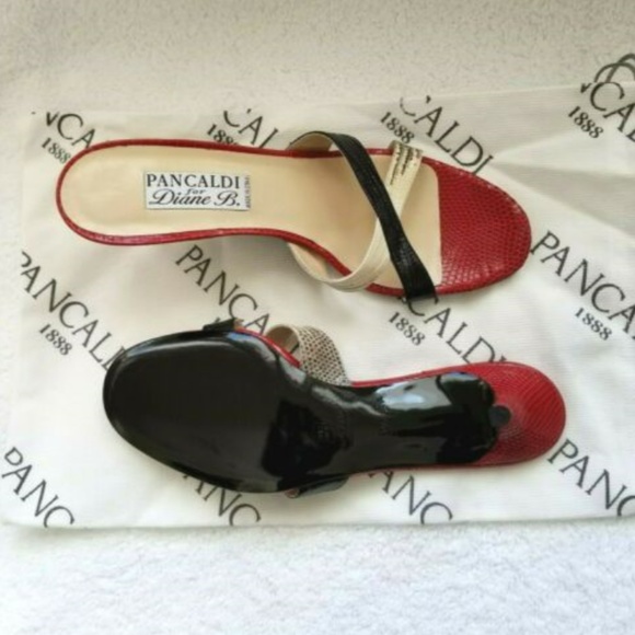 New Pancaldi Snake Strap Sandals 9.5AA Kitten Heel - Picture 8 of 8